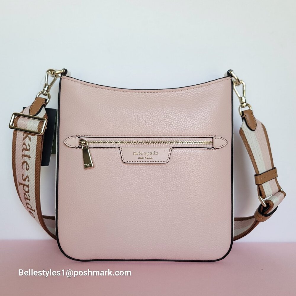 KATE SPADE Hudson Colorblocked Pebbled Leather Small Messenger Crossbody-Rose S⭐